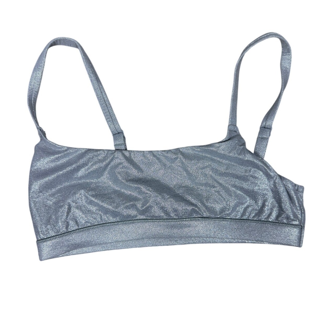 SKIMS Bralette Womens XS Silver Metallic Shimmer Scoop Neck Adjustable Straps