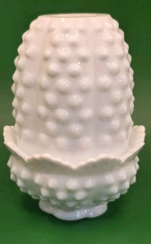 Fenton Vintage Fairy Lamp White Milk Glass Hobnail Light Candle Holder 4.5"