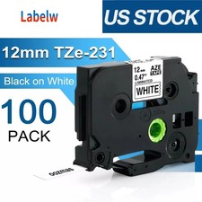 100PK For Brother P-Touch TZe-231 TZ231 12mm White Standard Laminated Label Tape