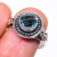Aquamarine Gemstone Handmade 925 Sterling Silver All Size Ring For Gift