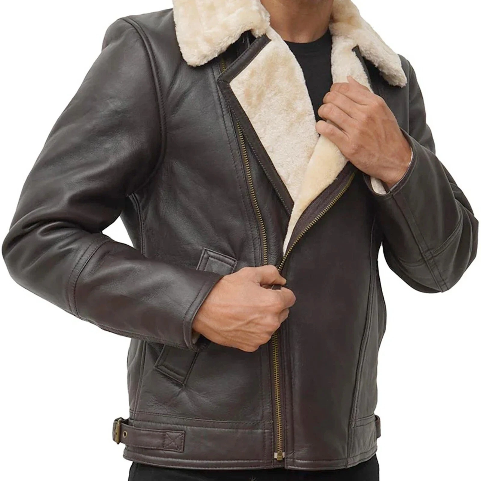 Men’s RAF Aviator B3 Sheepskin Leather Bomber Pilot Flying Winter Jacket New