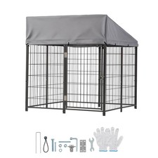 Uimoso Hundezwinger Hundek&auml;fig Hundehaus mit Dach 1,12x1,15x1,25m