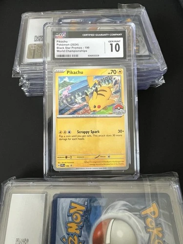 CGC 10 Pikachu 190 Black Star Promo 2024 Pokemon World Championships
