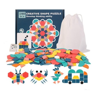 Wooden Tangram Kids Early Learning Space Thinking Shape Puzzle Preschool Favor