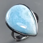 Fine Art 24 ct Natural Larimar Ring 925 Sterling Silver Size 8 /R431544