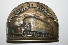 Nice Vintage Keep on Truckin Trucking Truck Driver Semi Brass Belt Buckle