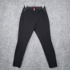 Spanx Leggings Womens M Medium Black Woven Twill Pants Ankle Zip Stretch Pull On