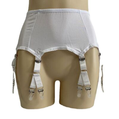 Damen Vintage Retro Strapsgürtel Strumpfhalter 6 Straps 12 Claws mit Metallclips