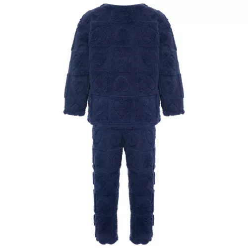 Kids Boys Girls Pajamas Set Solid Color Tops With Pants Round Neck Flannel Suit - Foto 67 di 72