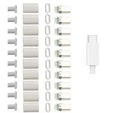10 Sets White USB 3.1 C Connector 24 Pin Male Plug DIY Solder Wire USB C Male...
