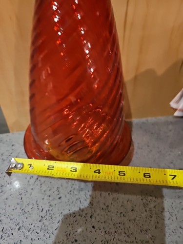 VINTAGE RUBY RED EART GLASS SWIRL LIGHT GLOBE Fixture - Picture 13 of 13