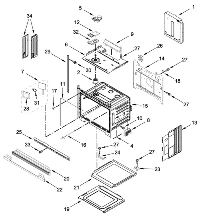 Horno de pared KitchenAid: moldura de ventilación inferior: negro (W11356753 / W11598135) {N2642} Foto 3 de 4