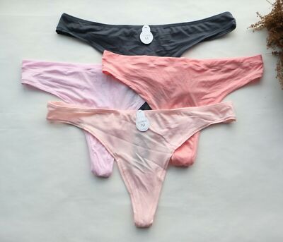 4PCS Women Sexy Thongs Solid Smooth T-Back Underwear High cut G-string Knicker M