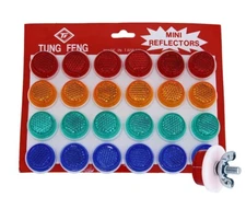 AltaLine BlKE BicycIe Mini Round RefIector 24PCS Red Orange, Green, Blue.