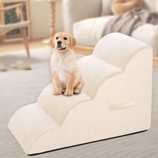 Dog Steps for Small Dog, Stairs High Beds and Couch, 20" Beige