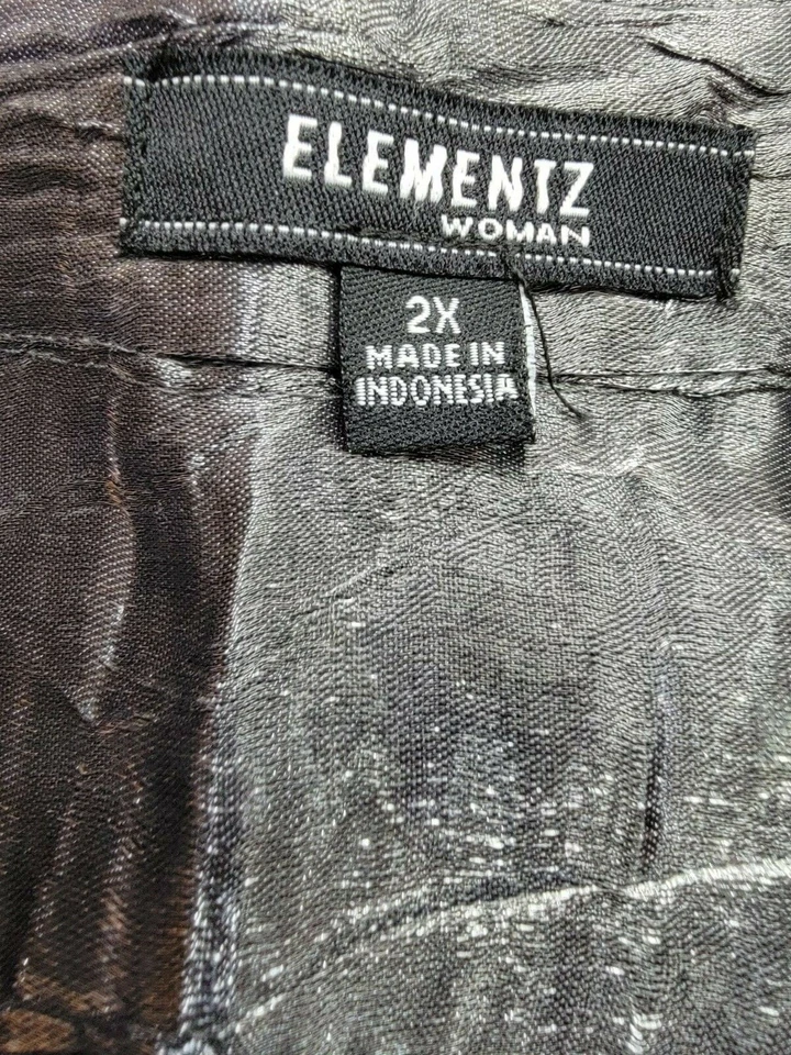 Elementz Womens Shirt Top Blouse Size 2X Shiny Rock Gray NEW - Image 2 of 4