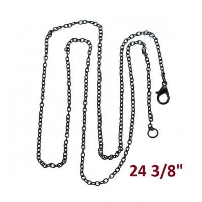 12 pcs. Black Cable Chain Link Necklaces 24 3/8    (3 x 2mm)   Lobster