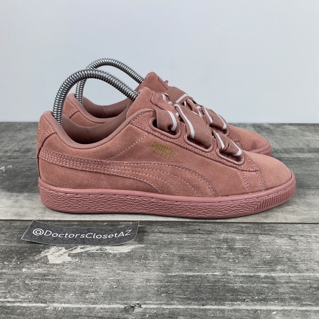 puma suede heart satin white