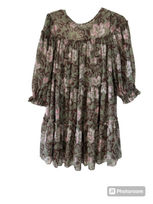 NEW Ted Baker Bunnoo Floral Long Sleeve Tiered Swing Dress SZ RT $340 