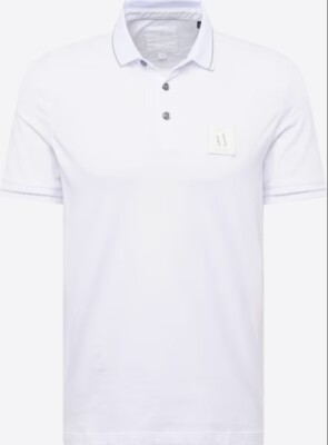 A|X Armani Exchange Men's Metallic Icon Logo Polo White RRP $85.00
