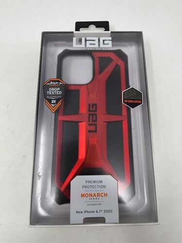 UAG - Monarch Series Hard shell Leather Case for iPhone 12 Pro Max RED BLACK - Picture 1 of 1