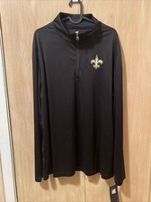 NEW NWT New Orleans Saints Pullover Men’s Large Black Fanatics 1/4 Zip