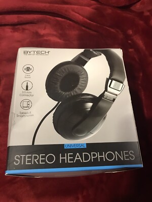BYTECH Stereo Headphones (BYAUOH136BK) Wired New in Box Black