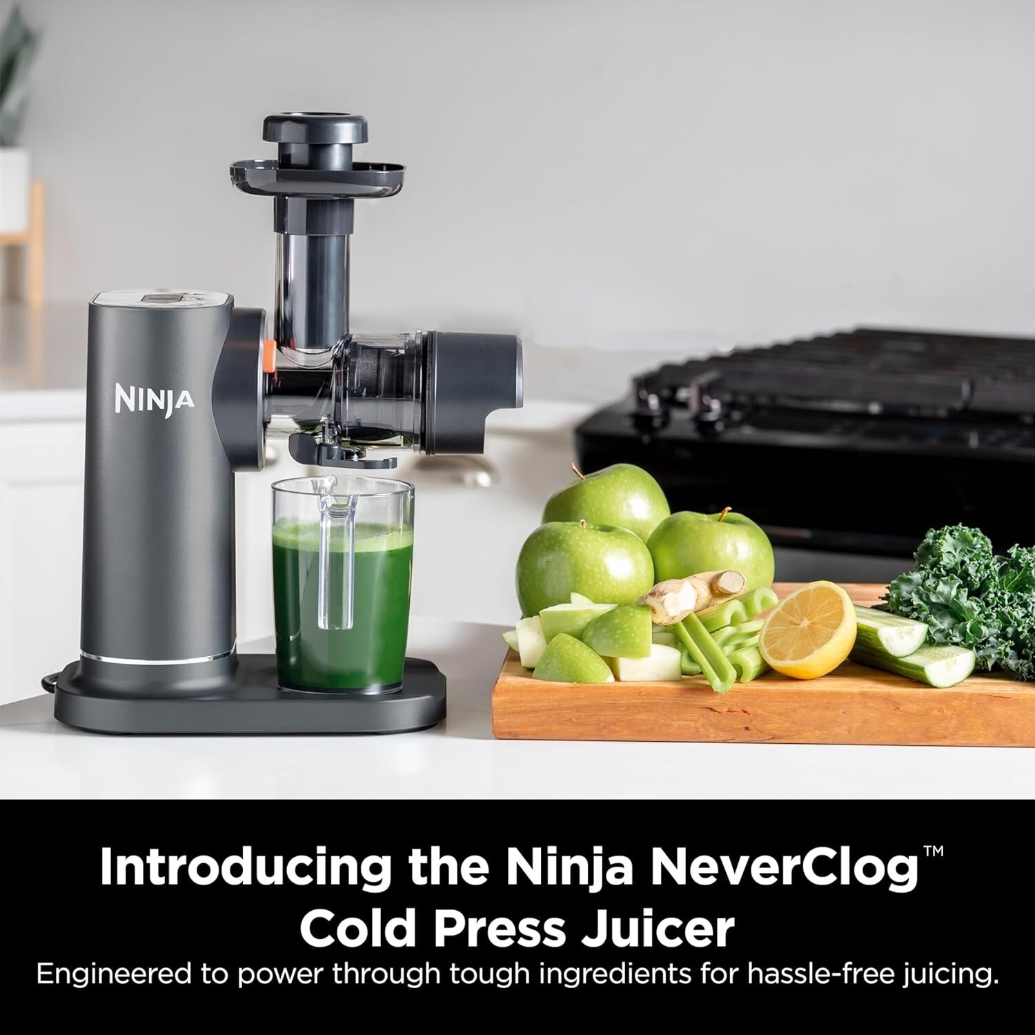 Ninja JC151 NeverClog Cold Press Juicer, Powerful Slow Juicer with Total Pulp Co