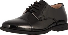 Florsheim Reveal Cap Toe Jr Boys ToddlerYouth Oxford, 6 Big Kid, Black-patent