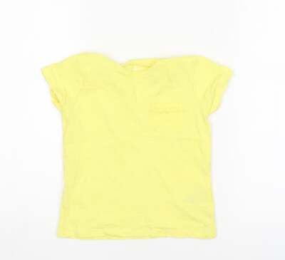 Primark Girls Yellow Cotton blend T-Shirt Size 4-5 Years UK