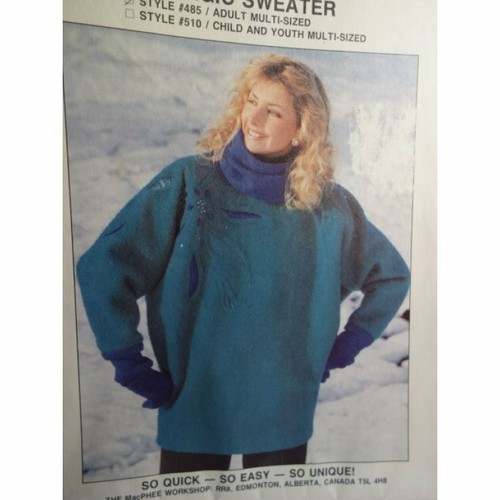 MacPhee Workshop Unique Patterns 485 Magic Sweater UNCUT! Vintage - Picture 4 of 6