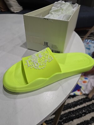 NEW Kenzo Mens Pool Mule Rubber Tiger Head Sandals-neon -SIZE 39