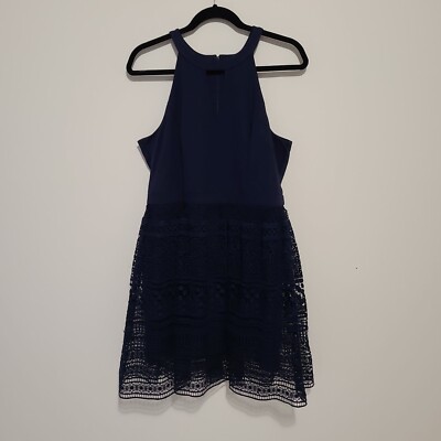 Forever New Womens Dress Sz 14 Key Hole Lace Fit and Flare Floral Halter  Stretch | eBay
