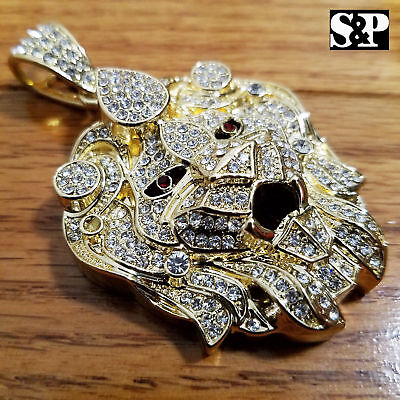 Details about   14k Gold Over Genuine Sterling Silver Lab Diamond Lion Face Custom Pendant Charm