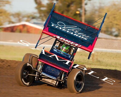 RICO ABREU #24 ABREU VINEYARDS SPRINT CAR RACING ON TRACK 8X10 GLOSSY PHOTO #4L