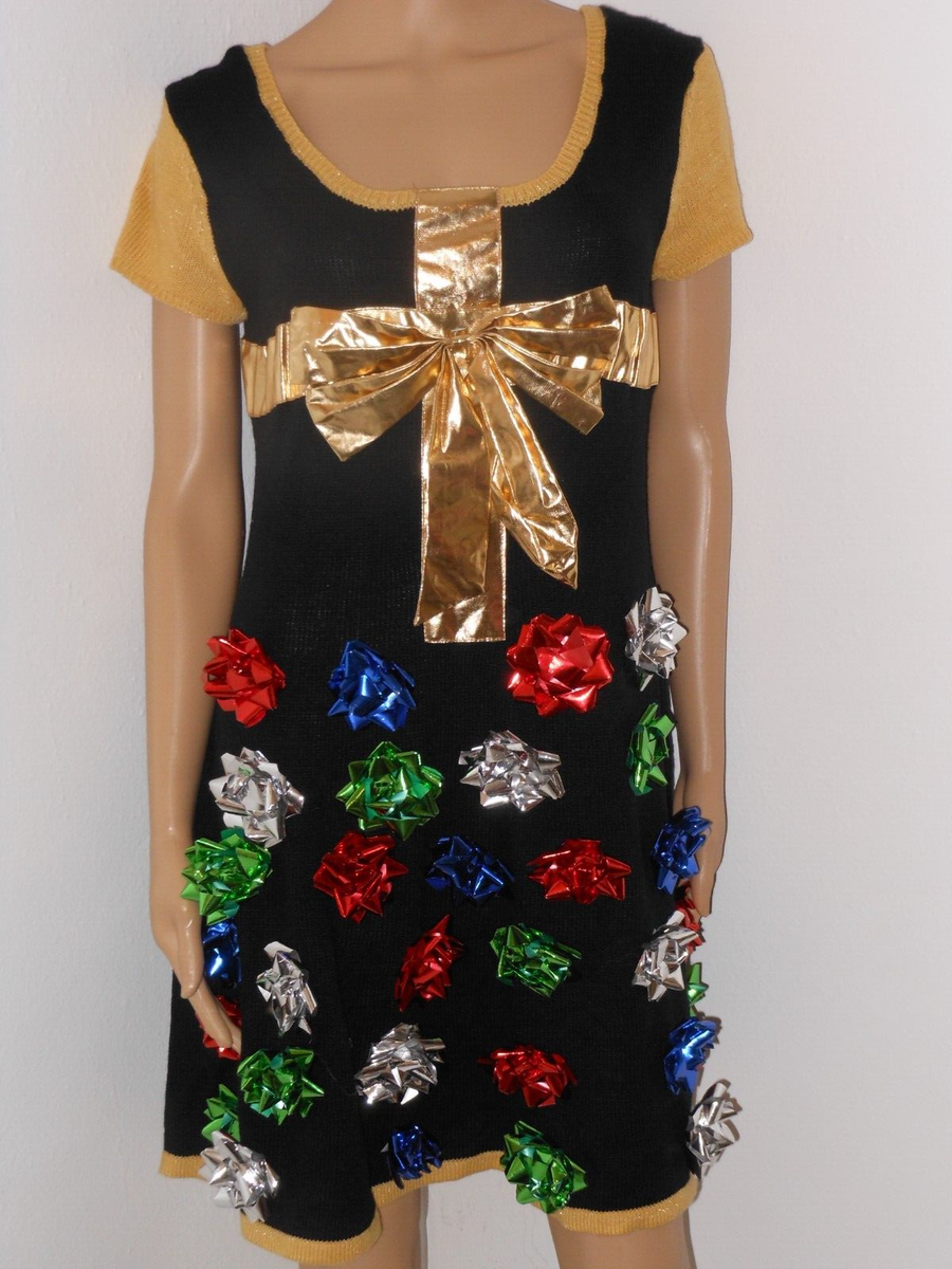 JOYLAND MULTI-COLOR RIBBON AND BOW CHRISTMAS DRESS SIZE XL