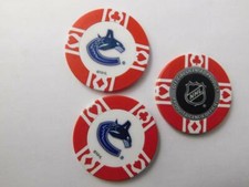 VANCOUVER CANUCKS NHL HOCKEY TEAM LOGO POKER CHIP LOT FAN SOUVENIR COLLECTOR RED