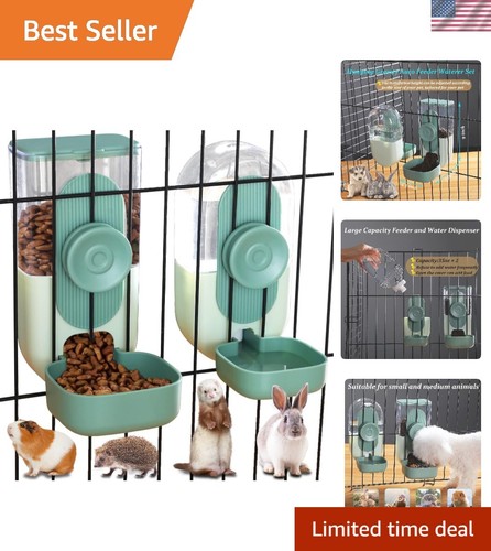 35oz Automatic Hanging Pet Feeder Water Dispenser for Small Animals Cage Use