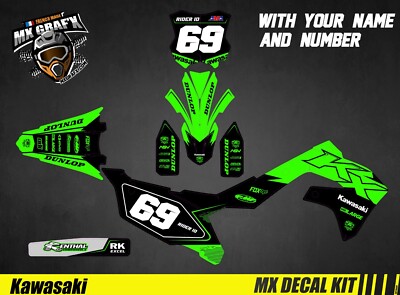 Moto Dekorationsset Für Mx Aufkleberset Für Kawasaki KXF - Grün