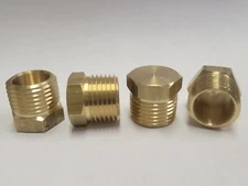 (4 pcs.) 1/2" Male NPT Brass Hex Head Plug Made in USA