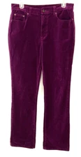 DG2 by Diane Gilman Straight Leg Velvet Pants Sz 10 Purple Stretch Women H844