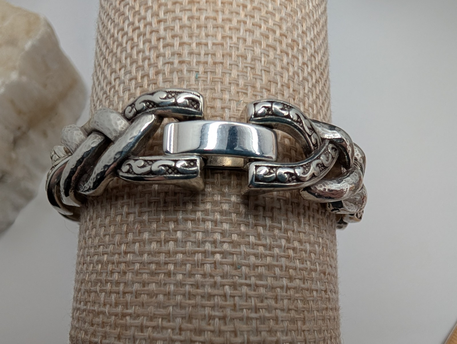 Brighton Silver Tone Interlocking Curb Chain Brac… - image 2