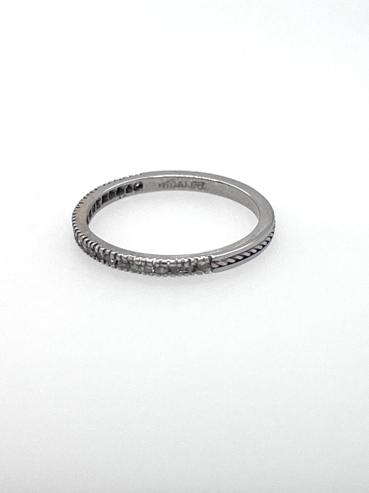 Anillo Apilable Diamante Hidalgo Oro Blanco 18K .25ct VS2 G Diseñador Firmado Talla 6 Foto 2 de 3