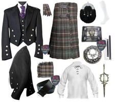 Traditional Scottish Weather Mackenzie Tartan Kilt outfit 13 pieces 6 yard Kilt.