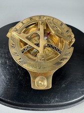 Brass Sundial Compass on Wooden Base Nautical Decor West London
