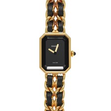 Chanel Premiere L H0001 20mm Yellow Gold Plated Black Wristwatch #WW10667