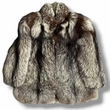 Authentic VINTAGE Fox Fur Brown Coat Pre Owned Very Good Condition Japan