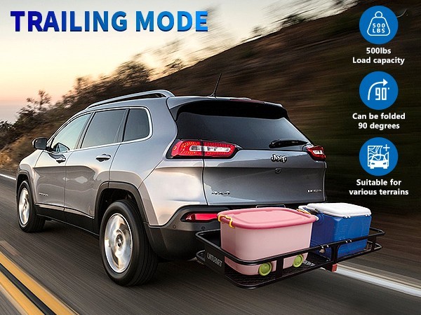 Cargo Carrier Hitch Mount Folding Cargo Basket Rack 500lb For Car SUV Camping