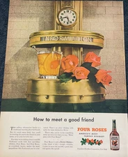 1946 Four Roses Distillery Print Ad How To Meet A Good Friend Alcohol Ephemera