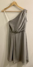 Davids Bridal Gray One Shoulder Bridesmaid's Dress Size 0 Zipper Back